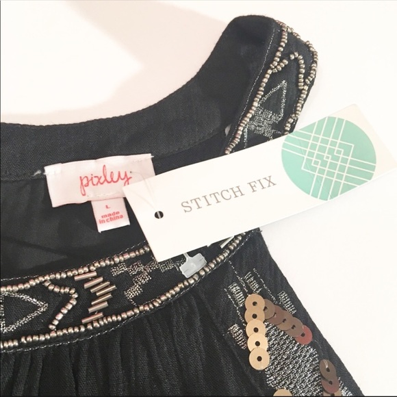 NWT Stitch Fix Pixley black beaded dress large - Picture 3 of 4